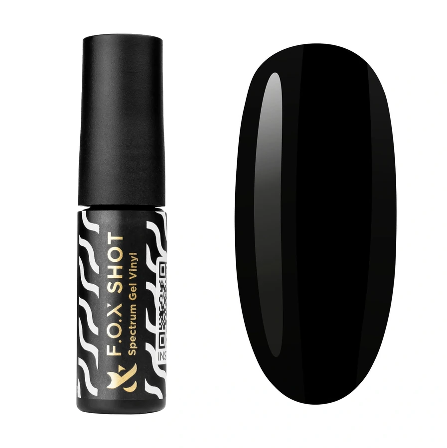 Гель-лак FOX SHOT Spectrum Gel Vinyl 002 чорний, емаль 5 г