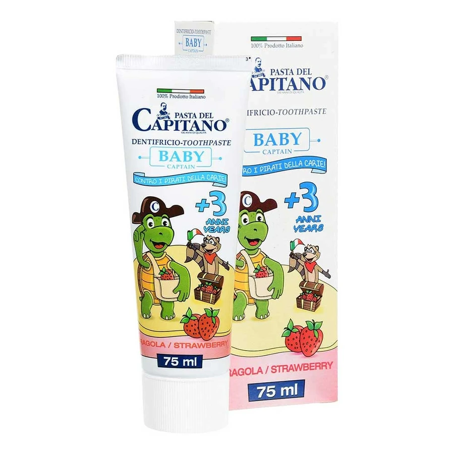 Зубна паста Pasta del Capitano Зубна паста для дітей BABY 3+ Полуниця з ніжною гелеподібною консистенцією 75 мл