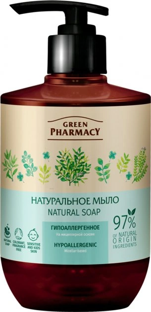 Натуральне мило Green Pharmacy Натуральне крем-мило Гіпоалергенне для рук та тіла 460 мл