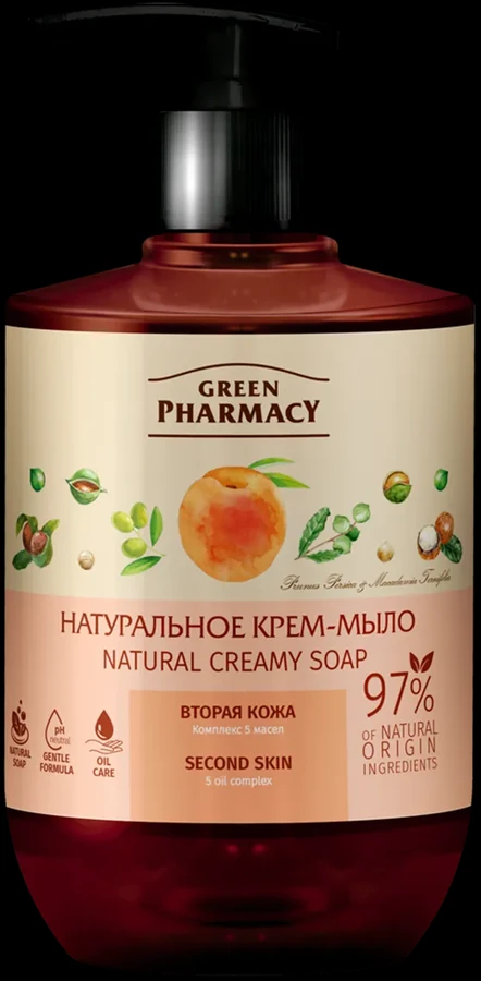 Натуральне крем-мило Green Pharmacy Natural Creamy Soap Second skin для рук та тіла 460 мл