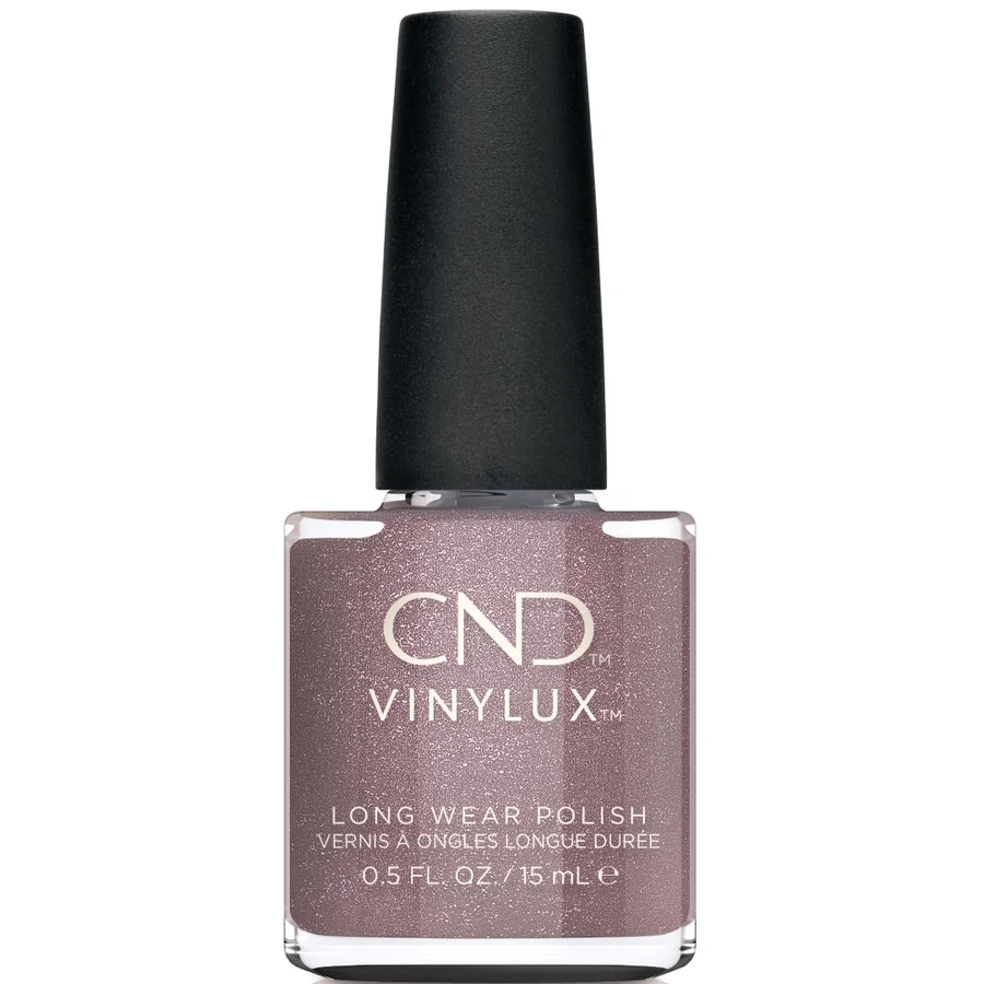Лак CND VINYLUX 393 Statement Earrings темно-бузковий, шиммер з блискітками 15 мл