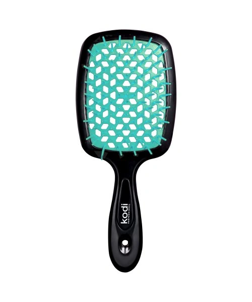 Брашінг для волосся Kodi Soft Touch Hairbrush Black/Aqua чорний з бірюзовими зубцями