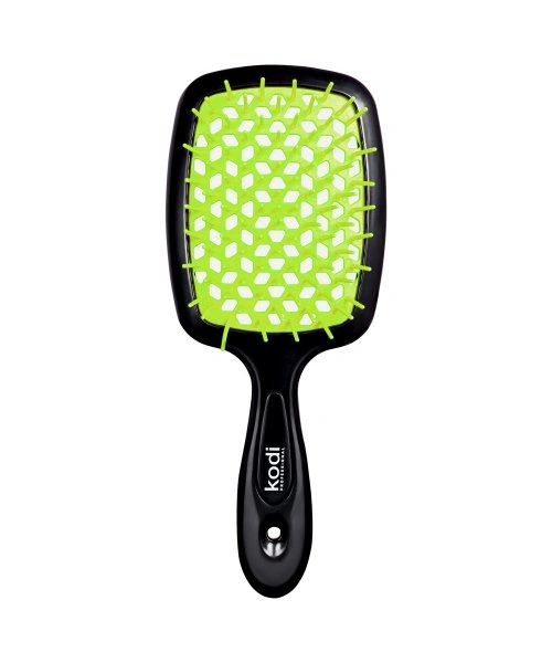 Брашінг для волосся Kodi Soft Touch Hairbrush Black/Light Green чорний з салатовими зубцями