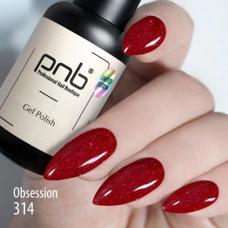 Гель-лак PNB Mini №314 Obsession червоний, бордо 4 мл