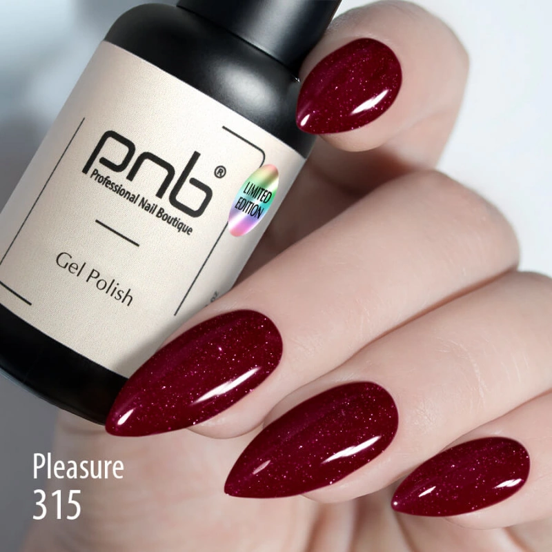 Гель-лак PNB Mini №315 Pleasure червоний, бордо 4 мл