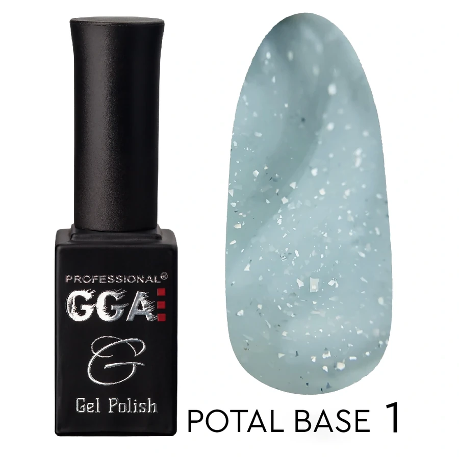 Кольорова база для гель-лаку GGA Professional Potal Base №01 з частинками поталі 10 мл