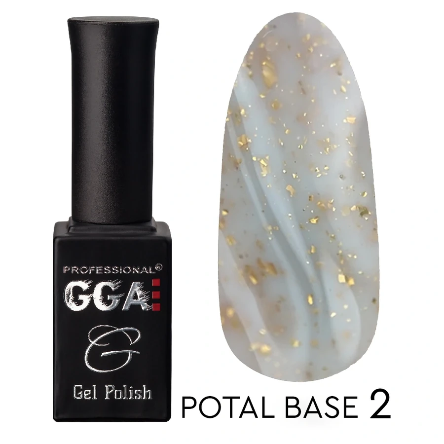 Кольорова база для гель-лаку GGA Professional Potal Base №02 з частинками поталі 10 мл