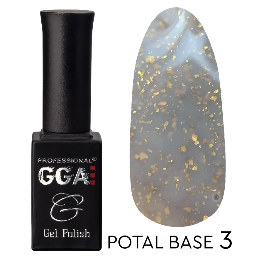 Кольорова база для гель-лаку GGA Professional Potal Base №03 з частинками поталі 10 мл