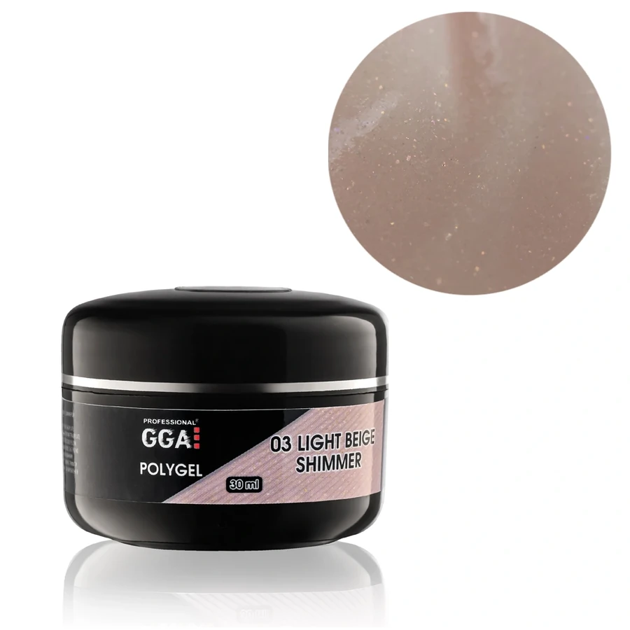 Полігель GGA Professional Polygel №3 Light Beige Shimmer світлий бежевий із шиммером 30 мл