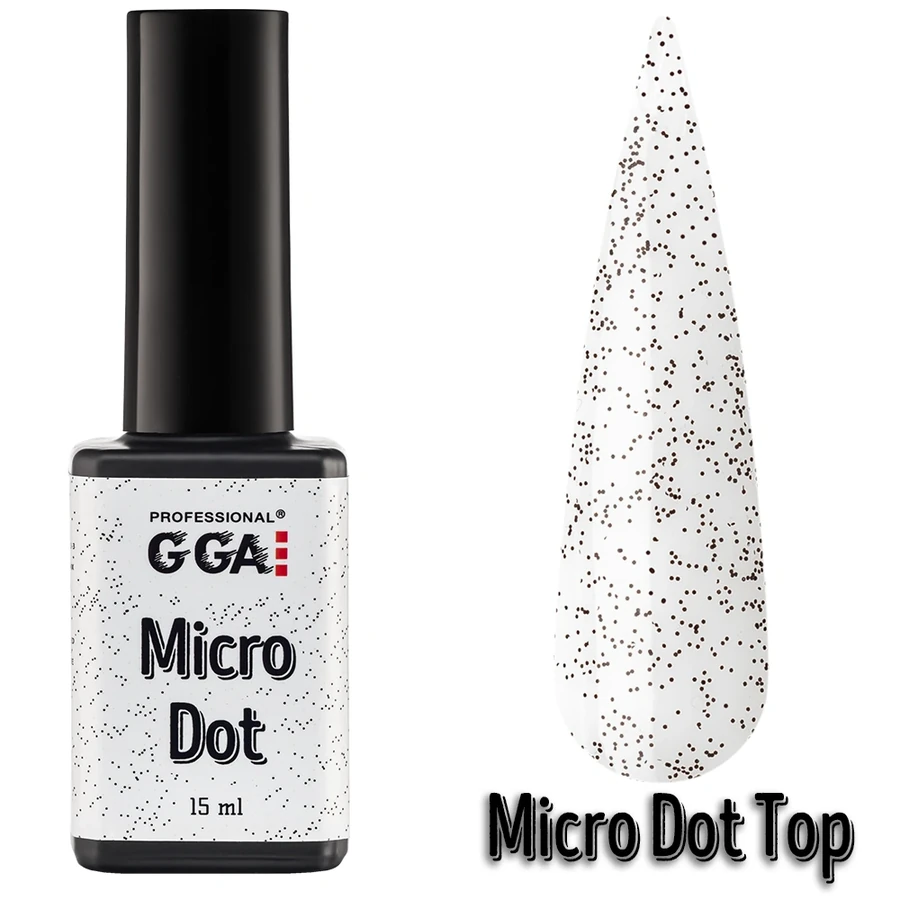Топ без липкого шару GGA Professional Top Micro Dot з чорними вкрапленнями 15 мл