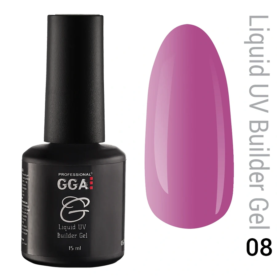Рідкий конструюючий гель GGA Professional Liquid Builder Gel 08 бузковий 15 мл