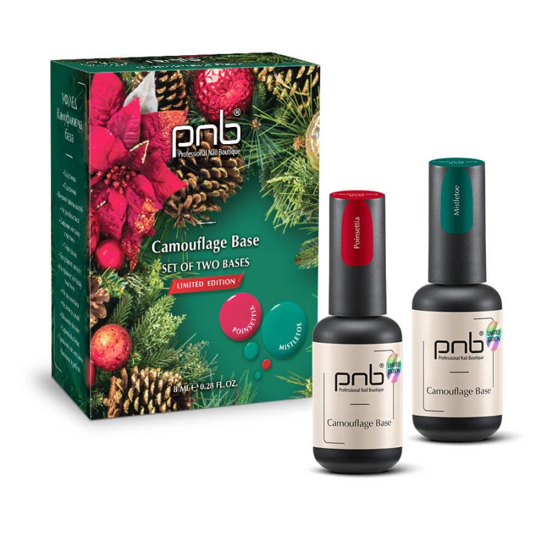 Набір з двох камуфлюючих баз PNB Camouflage Base Set Poinsettia & Mistletoe 8 мл