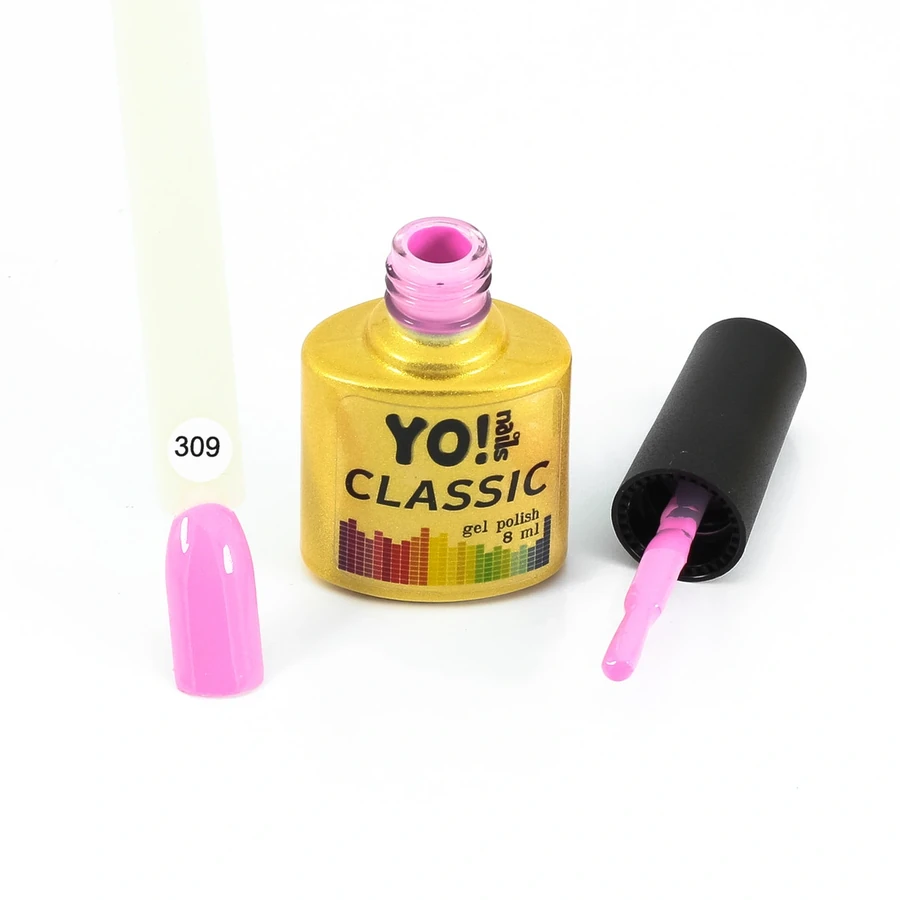 Гель-лак Yo!Nails Classic Gel Polish №309 яскравий молочно-рожевий, емаль 8 мл