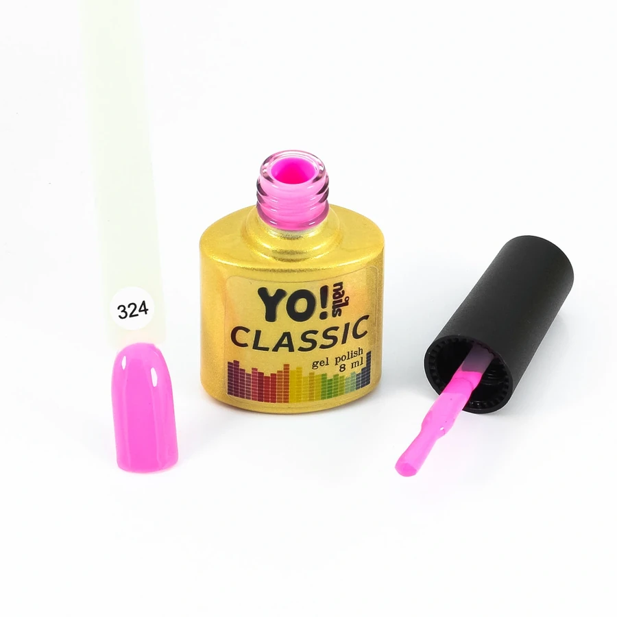 Гель-лак Yo!Nails Classic Gel Polish №324 неоново-рожевий, емаль 8 мл