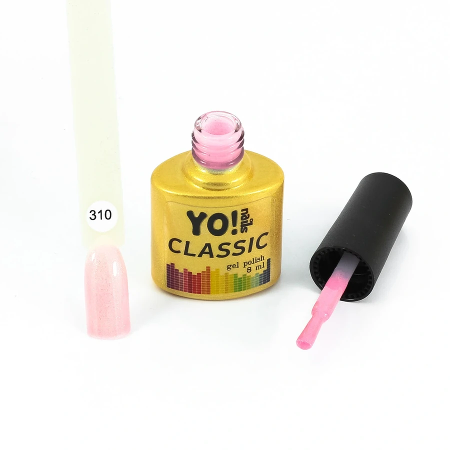 Гель-лак Yo!Nails Classic Gel Polish №310 ніжно-рожевий, з дрібним срібним шиммером 8 мл
