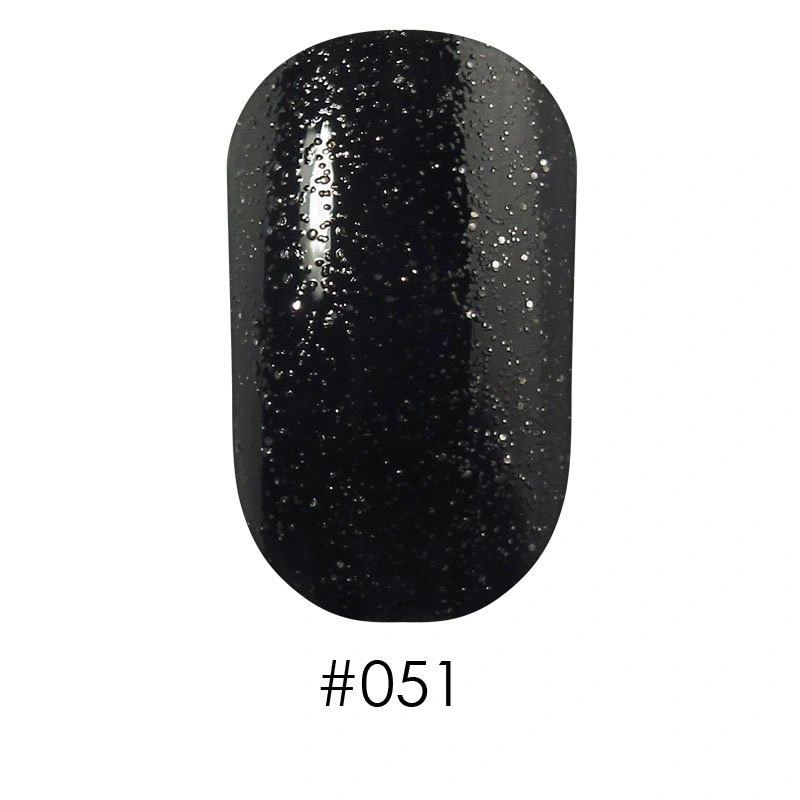 Лак Naomi Nail Lacquer 051 Naomi чорний з блискітками 12 мл