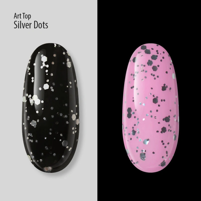 Топ для гель-лак зі срібними частинками PNB Art Top Silver Dots No Whipe 8 мл