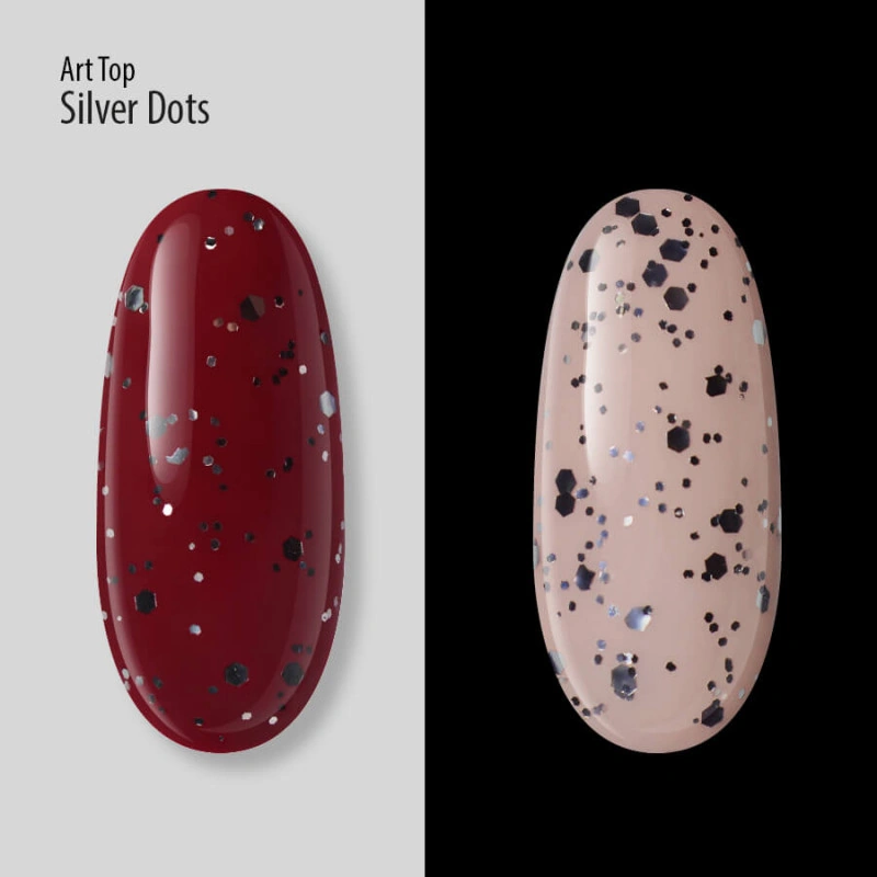 Топ для гель-лак зі срібними частинками PNB Art Top Silver Dots No Whipe 8 мл
