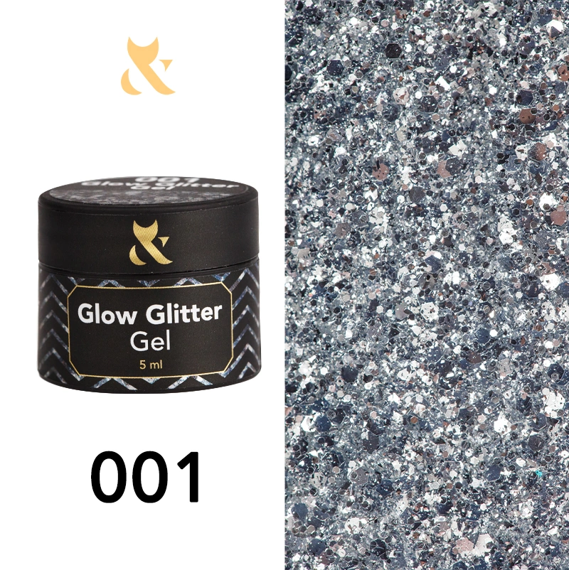 Глітерний гель для срібла FOX Glow Glitter Gel 001 5 мл