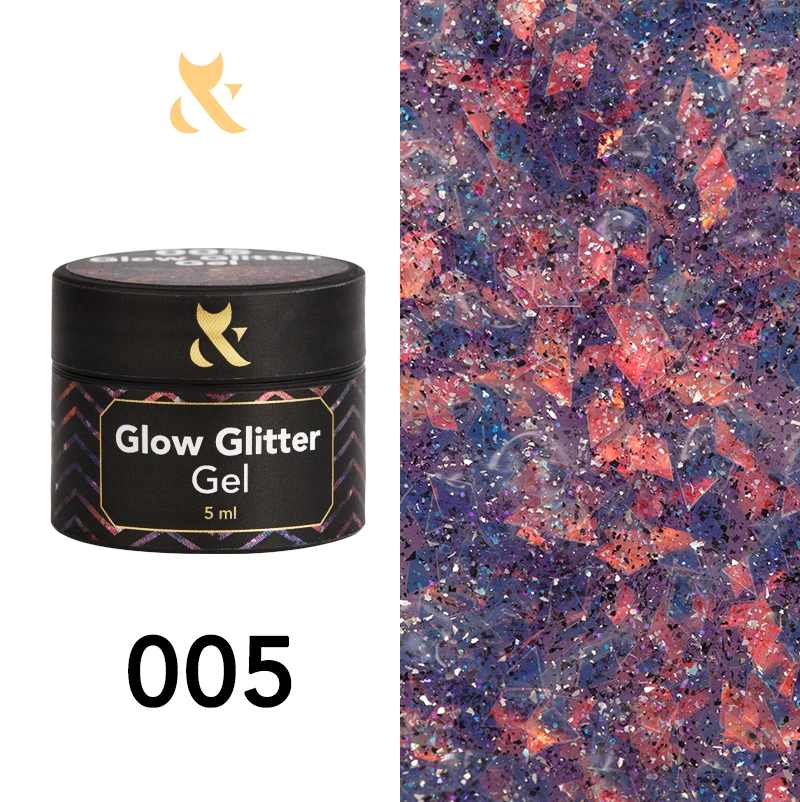 Глітерний гель для дизайну FOX Glow Glitter Gel 005 різнобарвний, голографічний 5 мл
