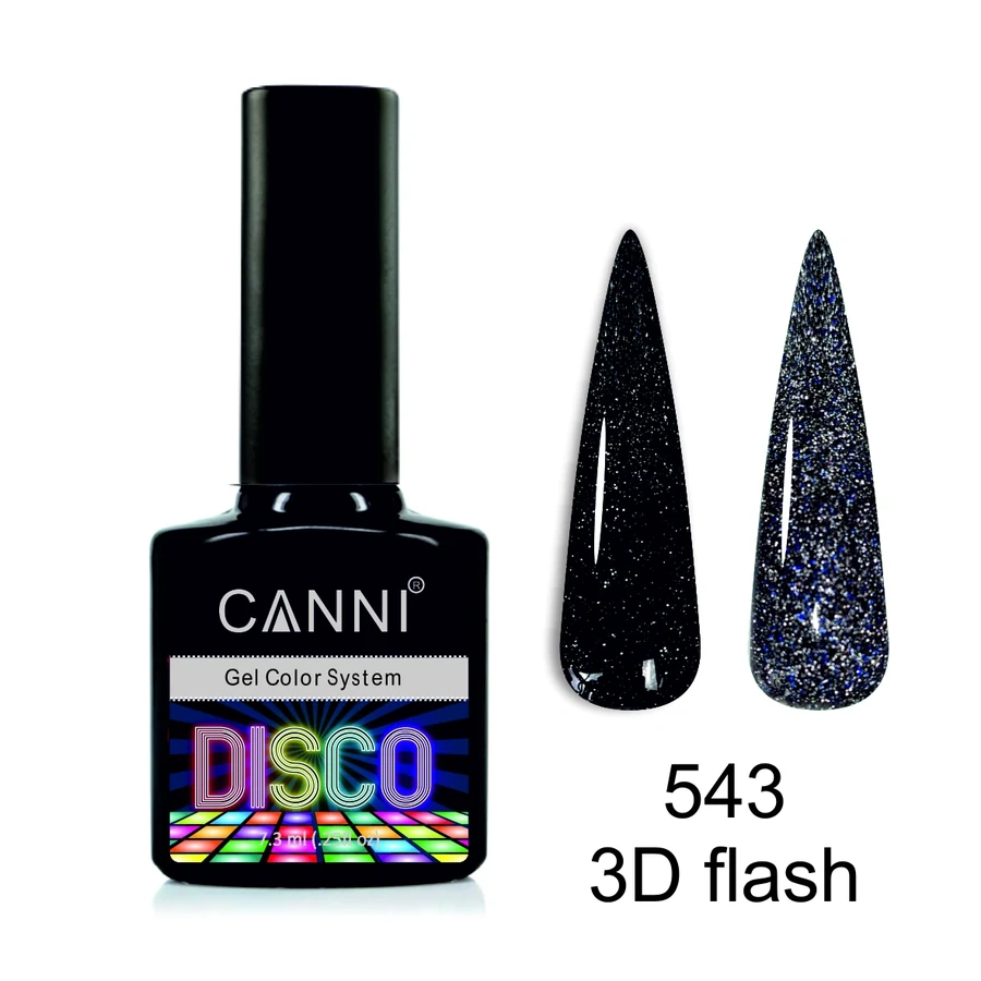 Гель-лак Canni Gel Polish Disco 3D Flash №543 чорно-синій, світловідбивний 7.3 мл