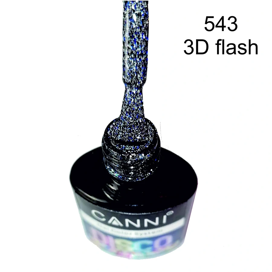 Гель-лак Canni Gel Polish Disco 3D Flash №543 чорно-синій, світловідбивний 7.3 мл