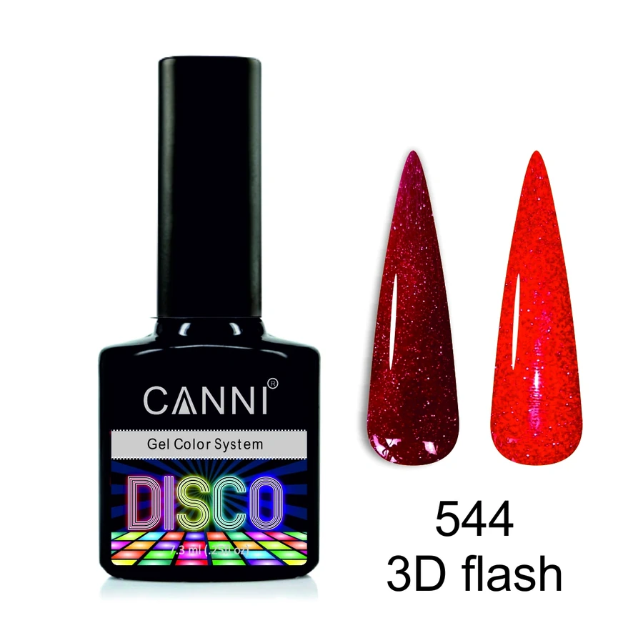 Гель-лак Canni Gel Polish Disco 3D Flash №544 іскристий червоний, світловідбивний 7.3 мл