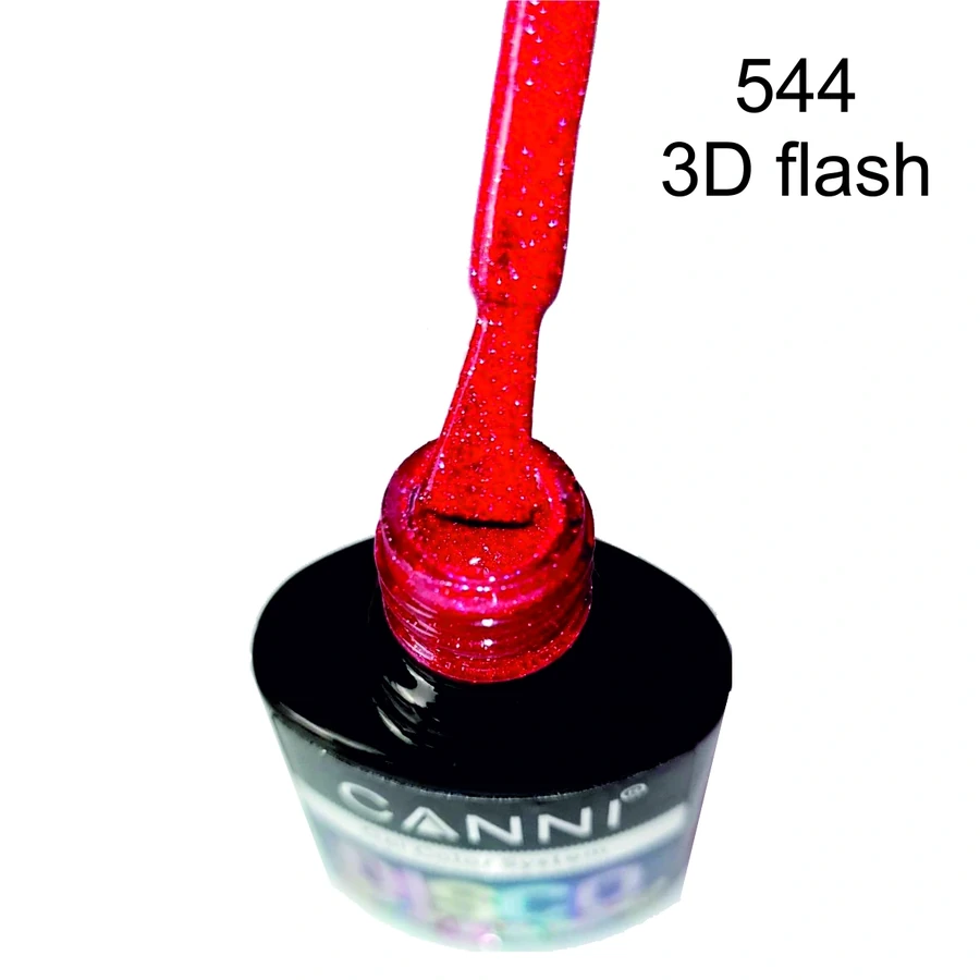 Гель-лак Canni Gel Polish Disco 3D Flash №544 іскристий червоний, світловідбивний 7.3 мл
