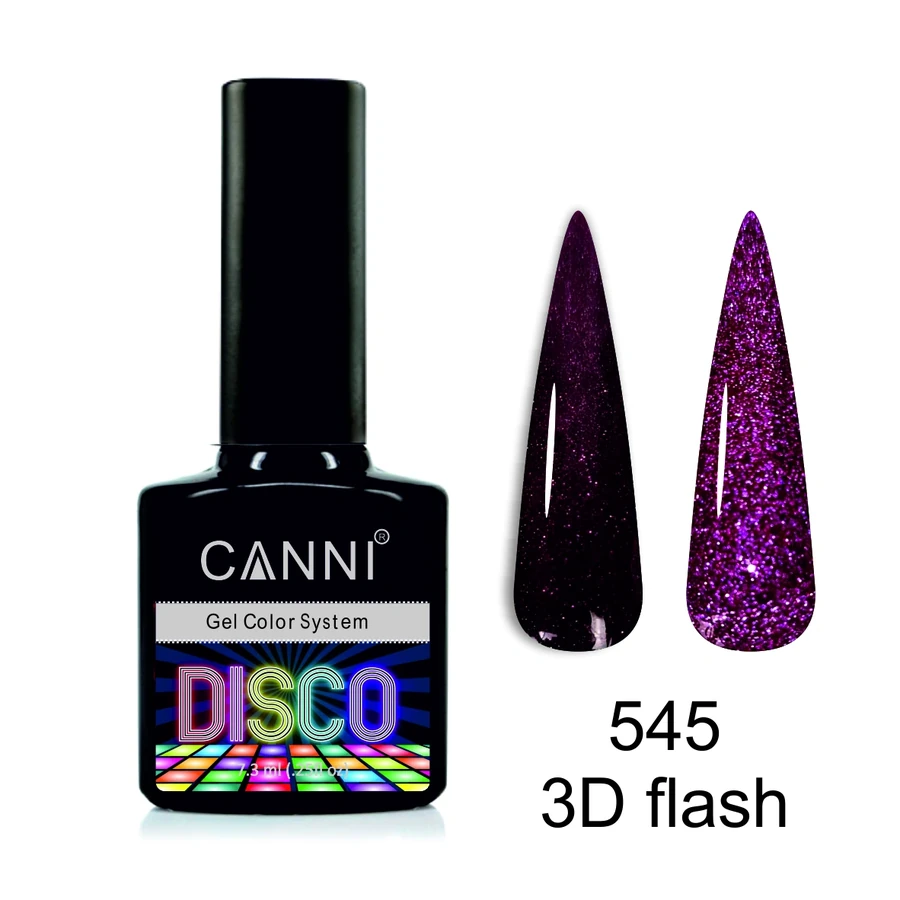 Гель-лак Canni Gel Polish Disco 3D Flash №545 соковитий гранат, світловідбиваючий 7.3 мл