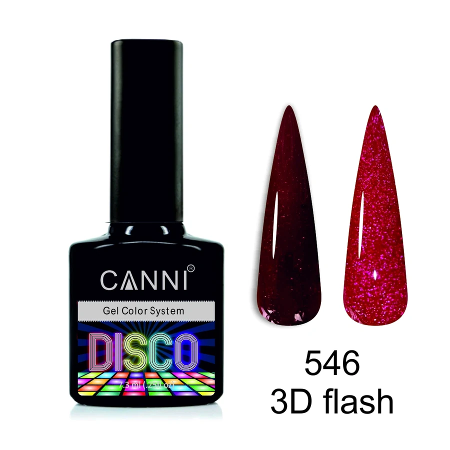 Гель-лак Canni Gel Polish Disco 3D Flash №546 бордовий, світловідбивний 7.3 мл