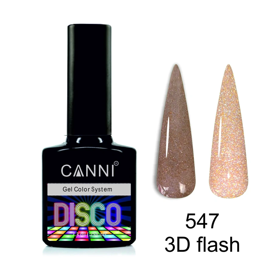 Гель-лак Canni Gel Polish Disco 3D Flash №547 латте, світловідбиваючий 7.3 мл
