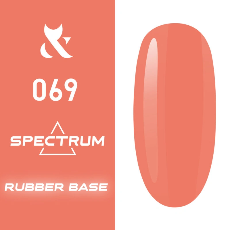 Кольорова каучукова база FOX Spectrum Rubber Base 069 яскрава персиково-рожева 14 мл