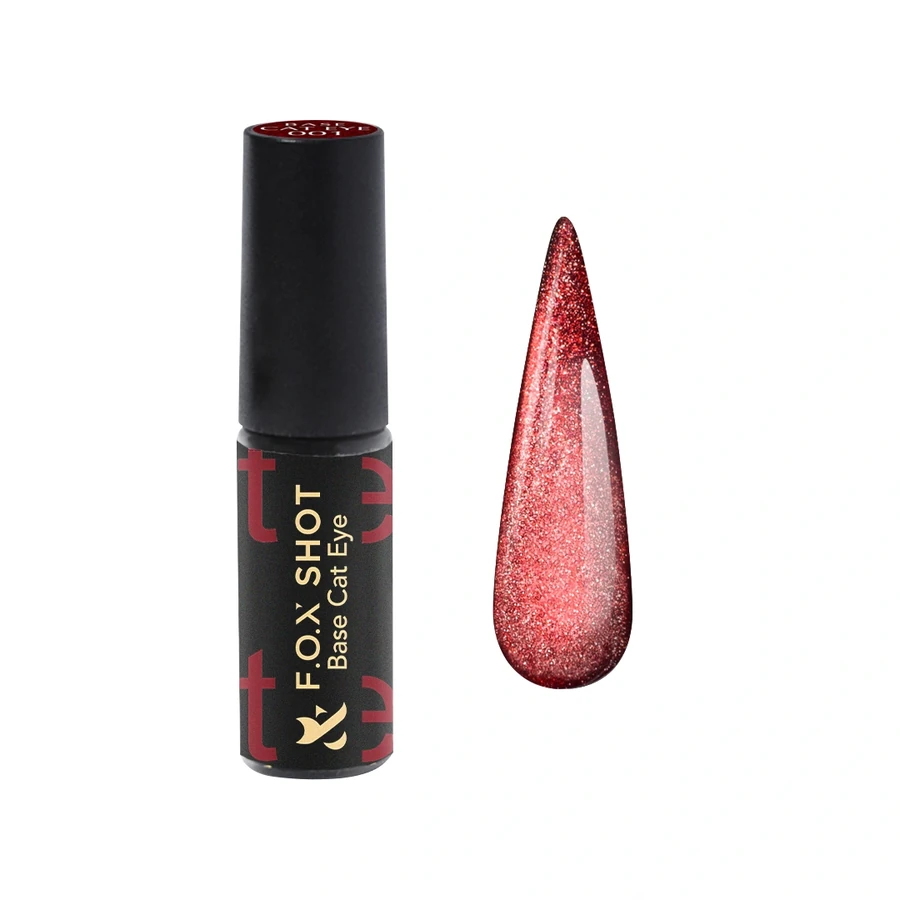 Кольорова база для гель-лаку FOX SHOT Base Cat Eye 001 червоний, магнітний 5 г