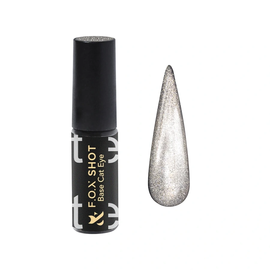 Кольорова база для гель-лаку FOX SHOT Base Cat Eye 004 срібло, магнітний 5 г
