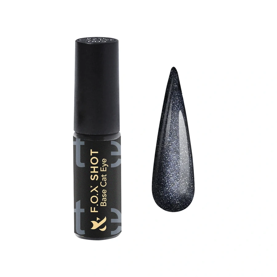 Кольорова база для гель-лаку FOX SHOT Base Cat Eye 005 чорний, магнітний 5 г