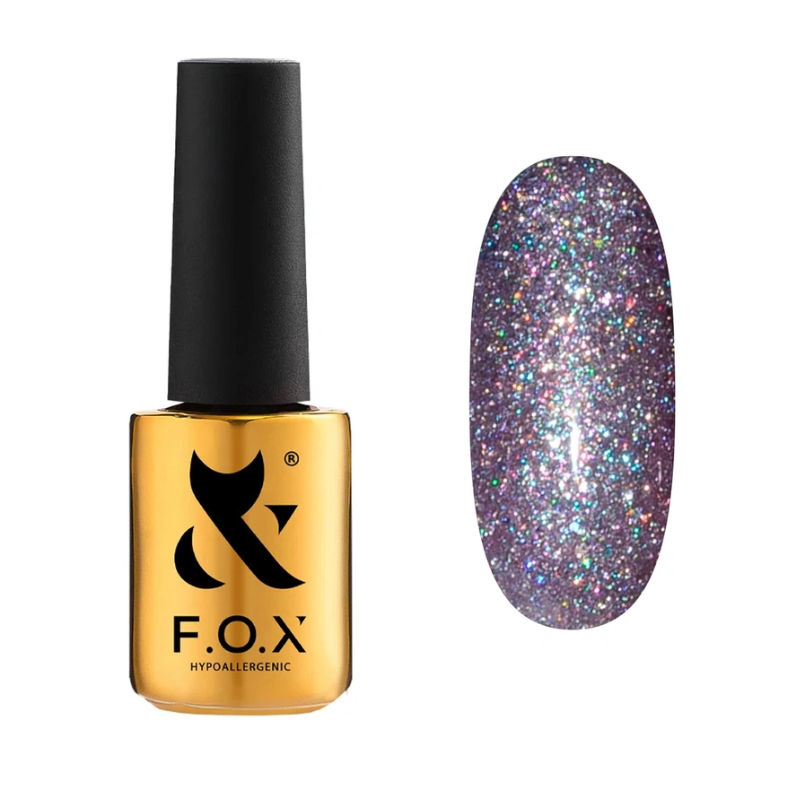 Гель-лак FOX Gel-polish Gold Masha Efrosinina 037 рожевий з голографічними блискітками 7 мл