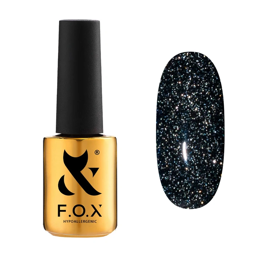 Гель-лак FOX Gel-polish Gold Masha Efrosinina 039 чорний з голографічними блискітками 7 мл
