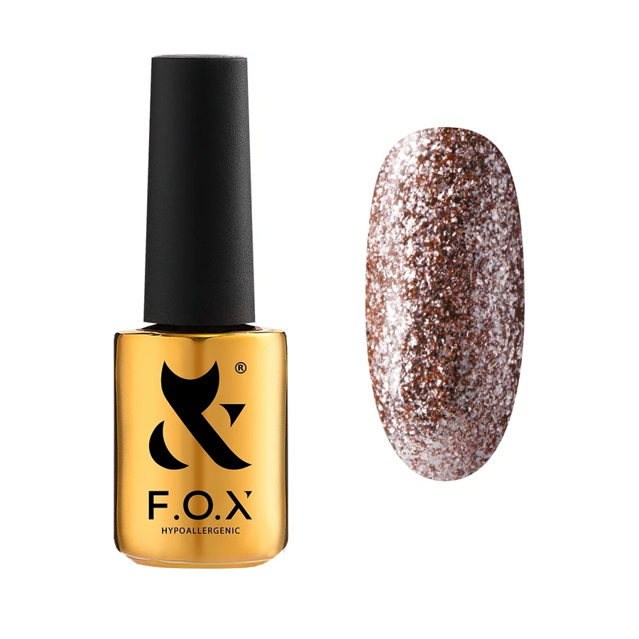 Гель-лак FOX Gel-Polish Gold Brilliance №008 світло-фіолетово-рожевий, великі щільні блискітки 7 мл