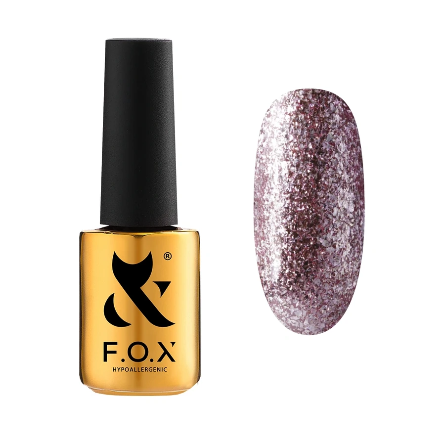 Гель-лак FOX Gel-Polish Gold Brilliance №009 світло-фіалковий, великі щільні блискітки 7 мл