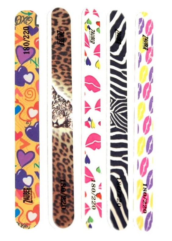 Пилка для натуральних нігтів із принтом 1 шт Zauber Nail File Straight Printed 03-013 180/220 грит в асортименті