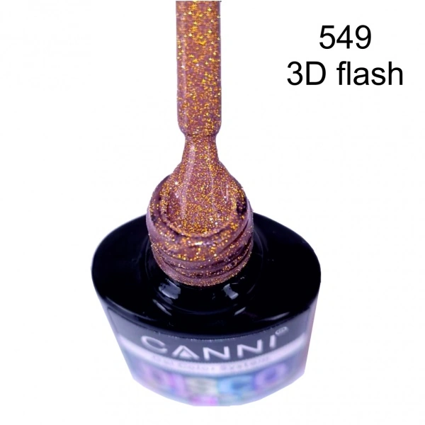 Гель-лак Canni Gel Polish Disco 3D Flash №549 кава з молоком, світловідбиваючий 7.3 мл