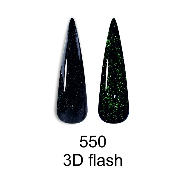 Гель-лак Canni Gel Polish Disco 3D Flash №550 чорно-зелений, світловідбивний 7.3 мл