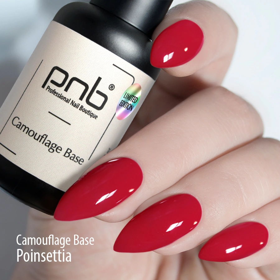Камуфлююча каучукова база PNB UV/LED Camouflage Base Poinsettia Пуансеттія, червона 8 мл