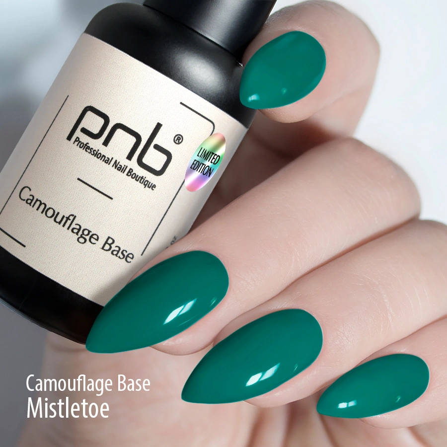 Камуфлююча каучукова база PNB UV/LED Camouflage Base Mistletoe Омела, зелена 8 мл