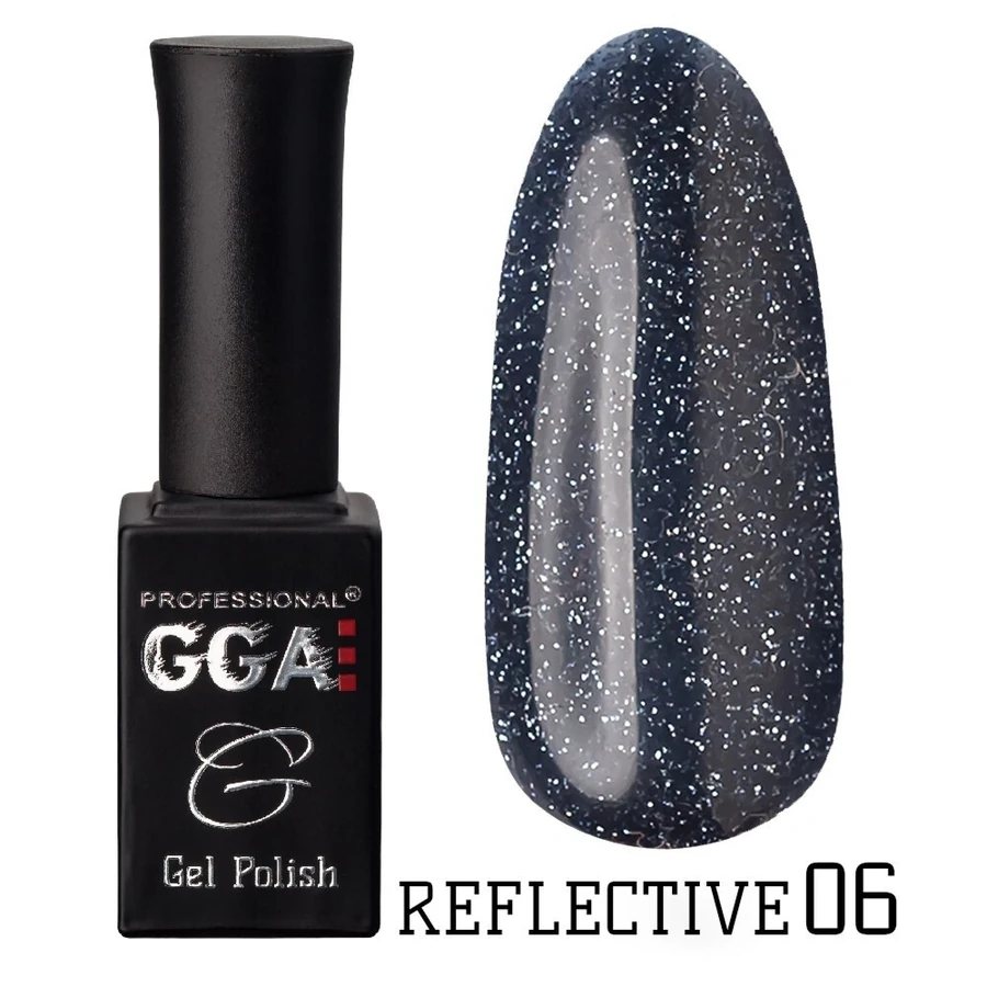 Гель-лак GGA Professional Reflective Gel Polish №06 синій, зі світловідбиваючими частинками 15 мл