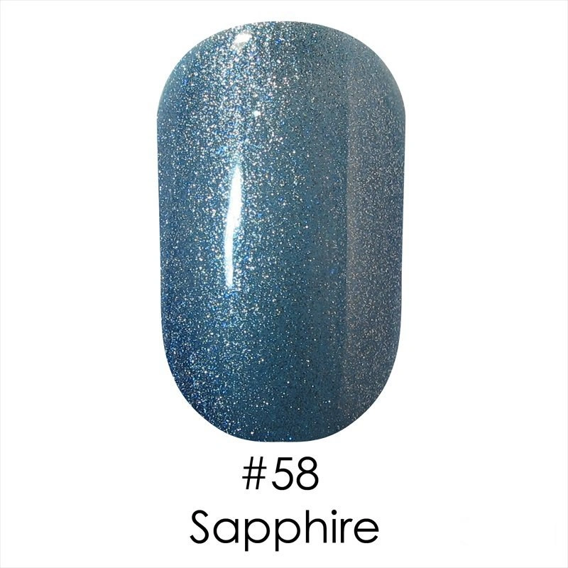 Гель лак Naomi Gel Polish №58 Sapphire синьо-блакитний блискучий металік 12 мл