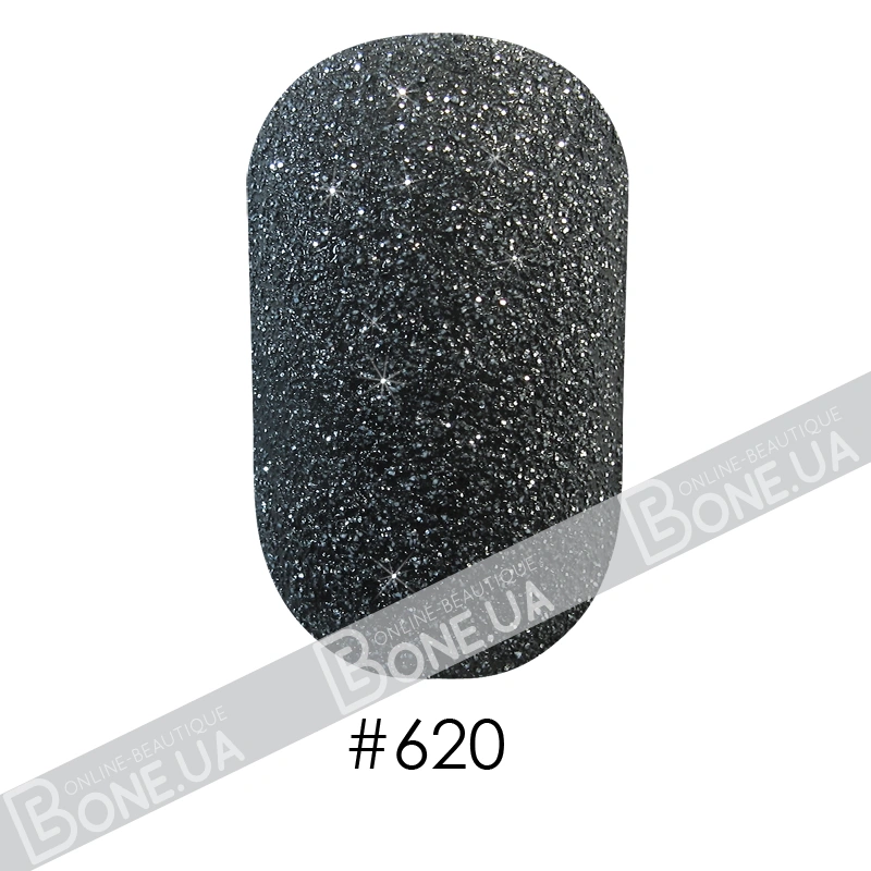 Лак Naomi Nail Lacquer 620 Naomi іскристий сіро-чорний, текстурний 12 мл