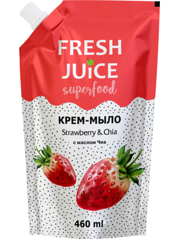 Крем-мило дой-пак полуниці та чіа Fresh Juice Superfood Strawberry & Chia 460 мл