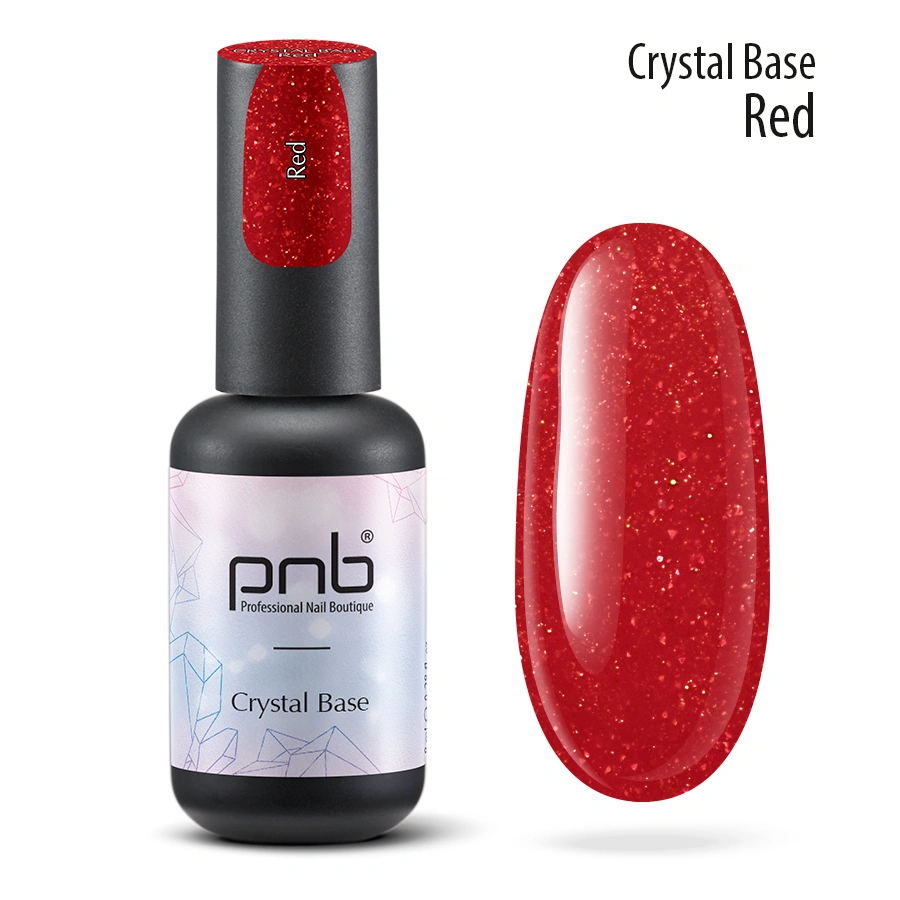 Світловідбивна база для нігтів PNB Crystal Base Red червона 8 мл