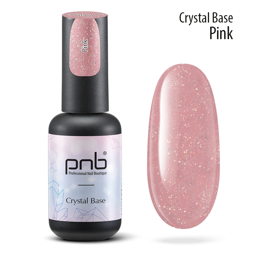 Світловідбивна база для нігтів PNB Crystal Base Pink рожева 8 мл